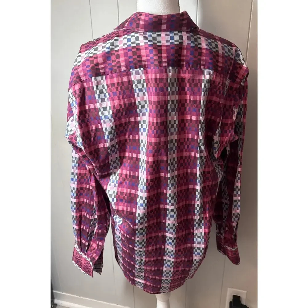 Thomas Dean Mens M Button Down Shirt LS Flip Cuff 100% Cotton - Picture 4 of 5